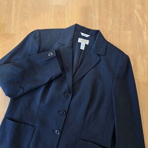 Talbots Petite Stretch Wool Blend Single Breasted 3-Button‎ Blazer Black Size 12